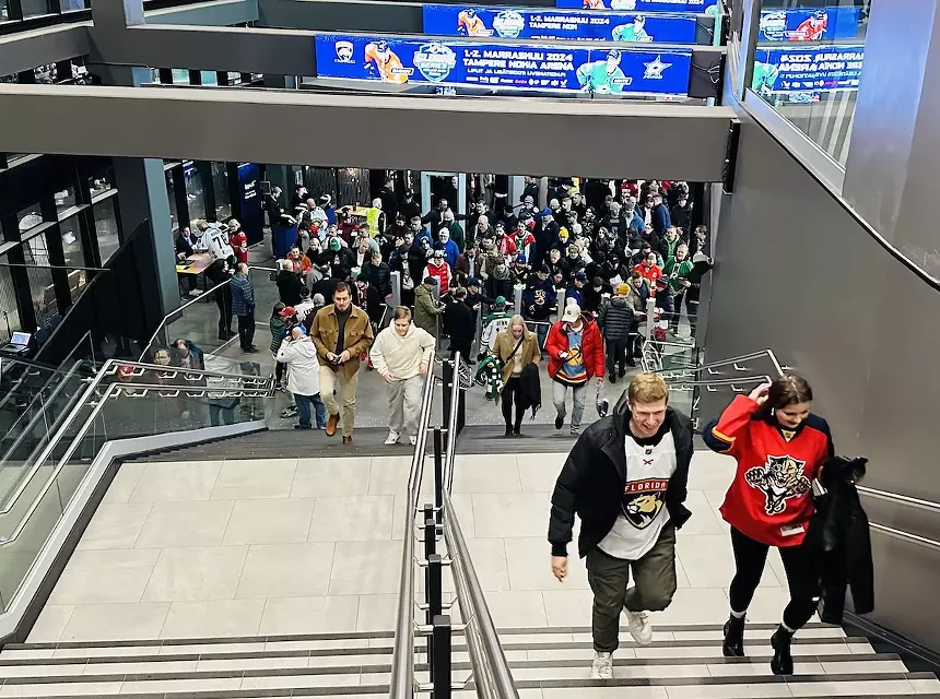 Fans entering the Nokia Arena in Tampere, Finland