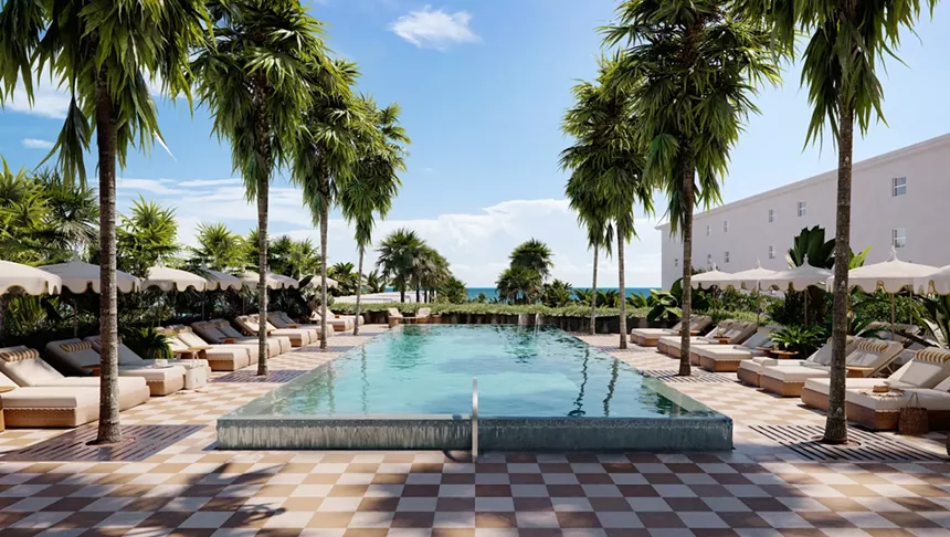 Rendering of the pool at the Delano Miami Beach