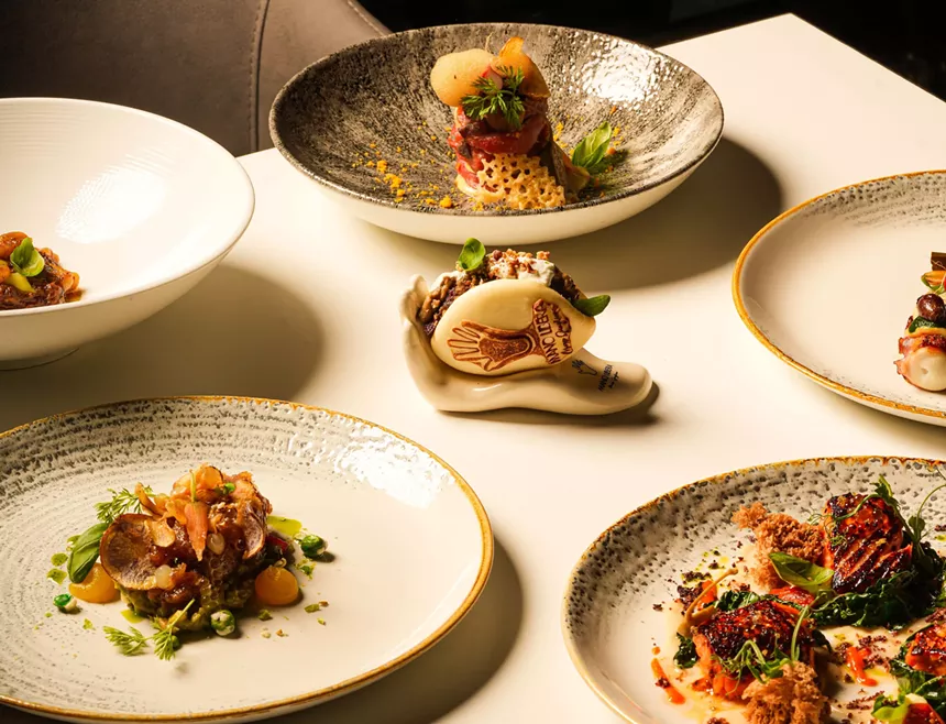 dishes on a white table
