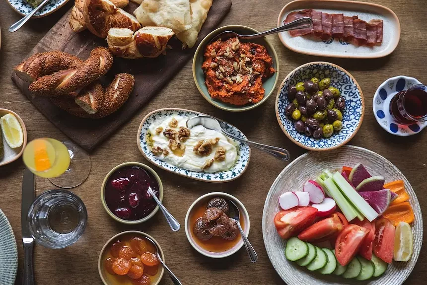 food dishes on a table