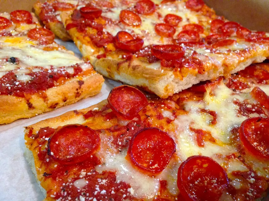 pizza with pepperoni on top
