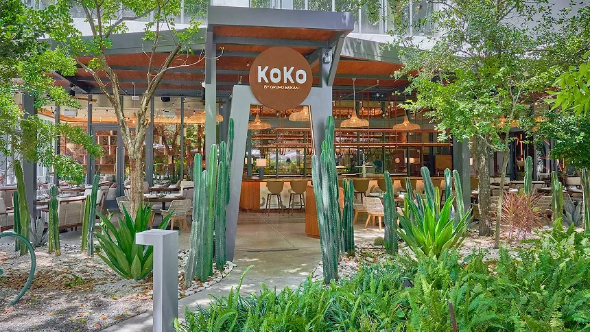 outdoor lush restaurant entrance