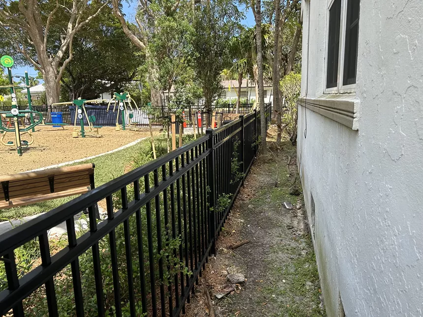 The distance between the park and the apartment building