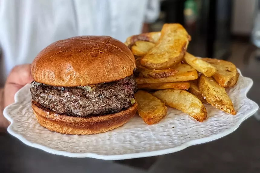 burger with fries