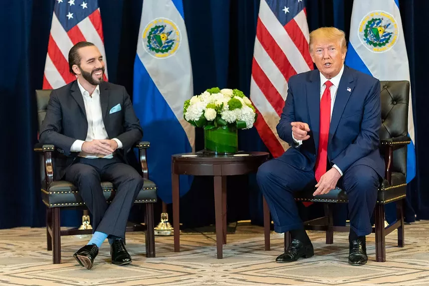 Donald Trump sits with El Salvador President Nayib Bukele