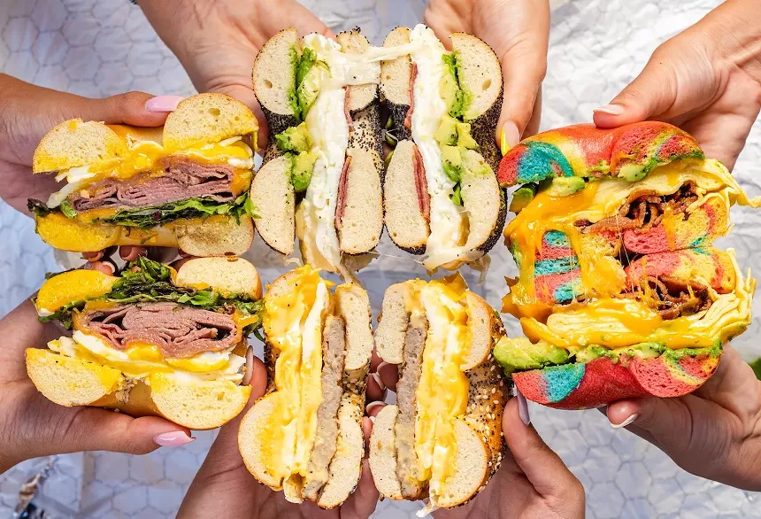 a spread of bagels