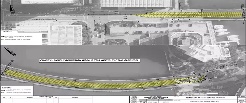 Construction visual of Brickell Key bridge repairs