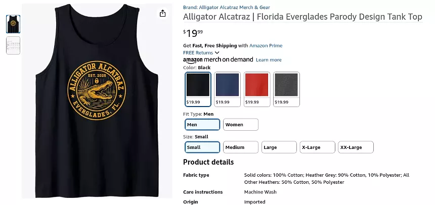 Alligator Alcatraz black tank top