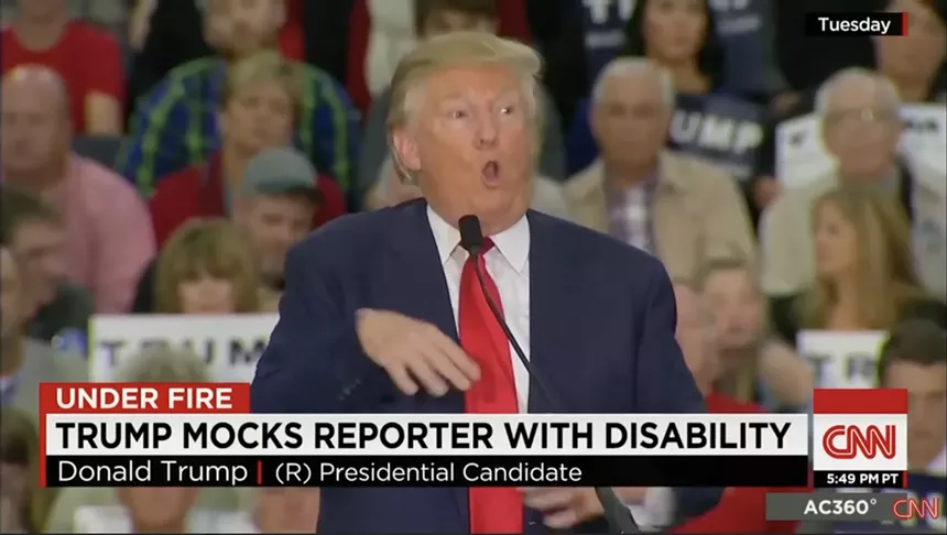 Donald Trump mocks a reporter with a disability at a South Carolina campaign rally in 2015.
