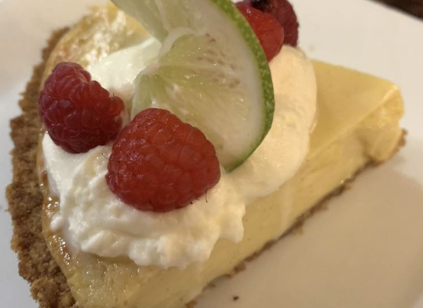 key lime pie slice on plate