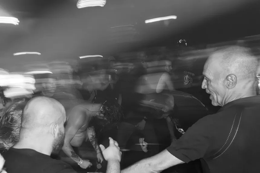 People in a mosh pit.