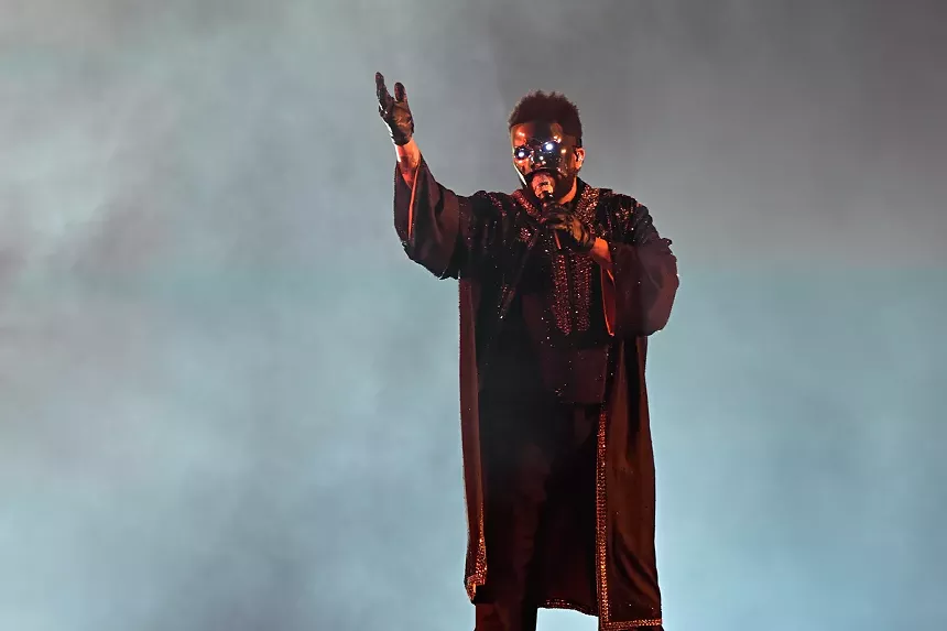 The Weekend performing at Hard Rock Stadium.