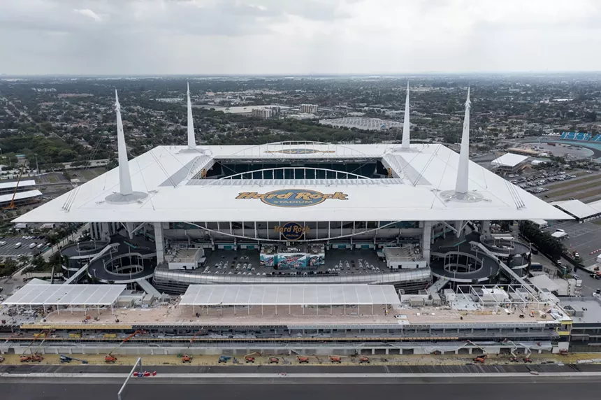 An aerial view of Hard Rock Stadium in Miami, Florida