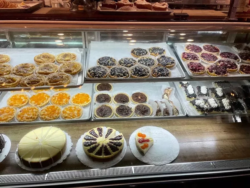 baked goods behind glass case