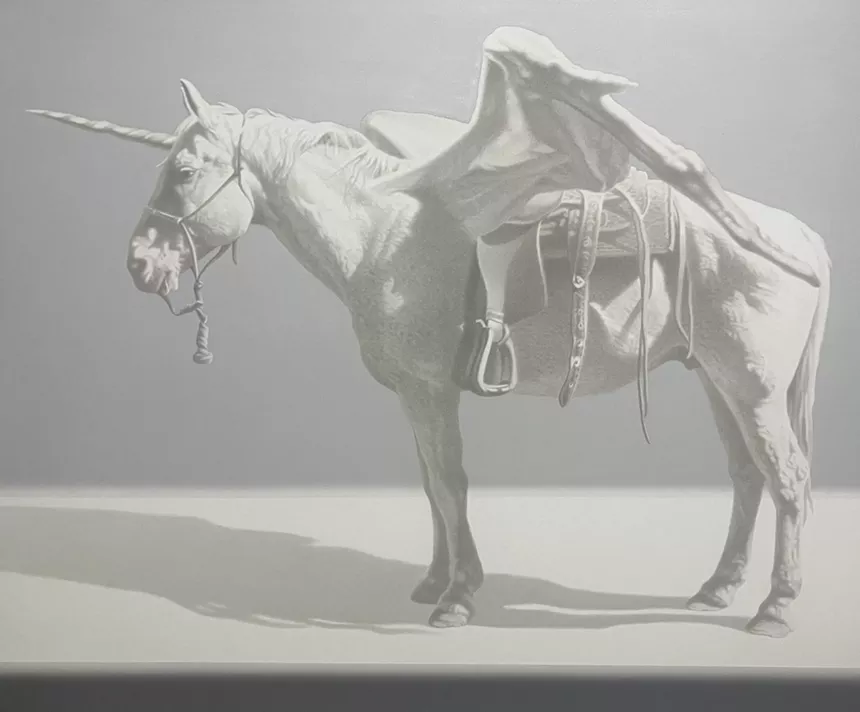 a painting of a white unicorn