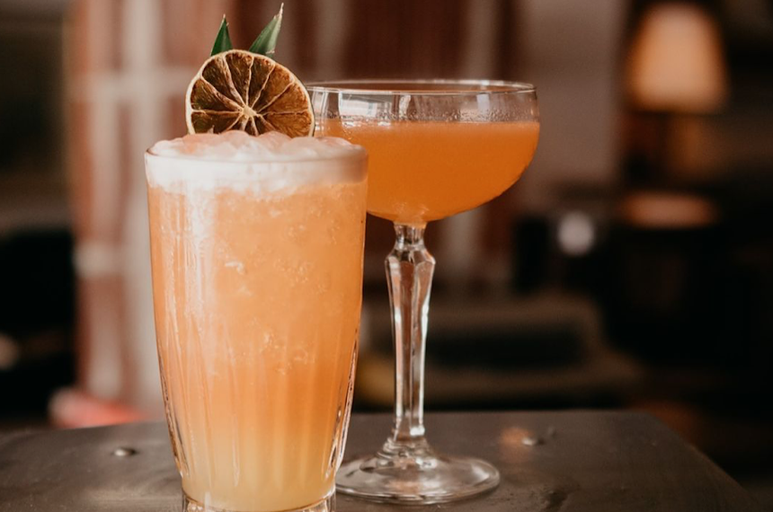Two pink cocktails