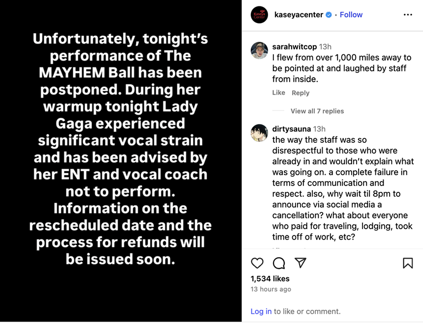 Screenshot of Kaseya Center's instagram