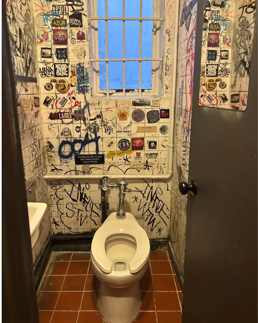 Picture of a toilet at a punk bar