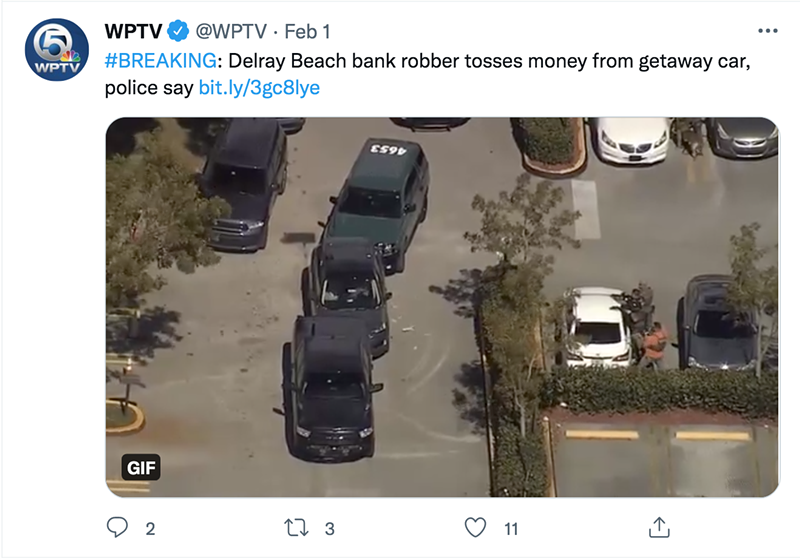 Bank Robbery Suspect Throws Cash Into the Wind During Police Standoff