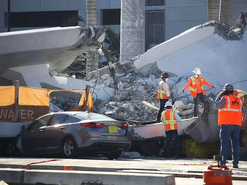 Image: FIU's new pedestrian bridge came crashing down three years ago.