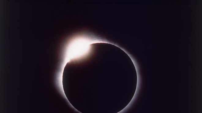 Color photo of the so-called diamond ring stage of a total solar eclipse as seen from Guadaloupe on February 26, 1998