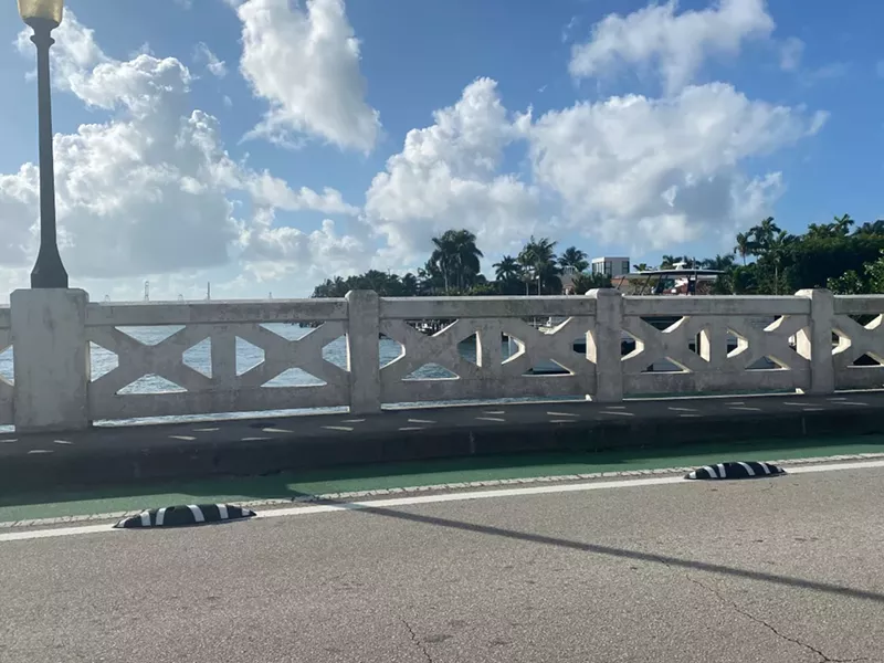 Image: Plastic "armadillos" were recently installed on the Venetian Causeway.