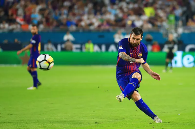 Image: In 2017, Leo Messi and FC Barcelona defeated Real Madrid in the International Champions Cup at Hard Rock Stadium.