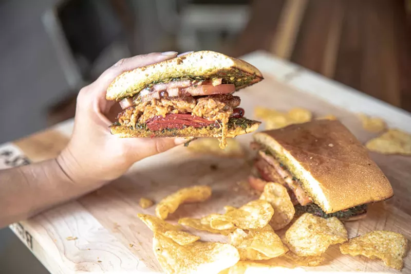 Image: A "Brisket Reuben" from the Mad Butcher, one of ten sandwiches on the menu.