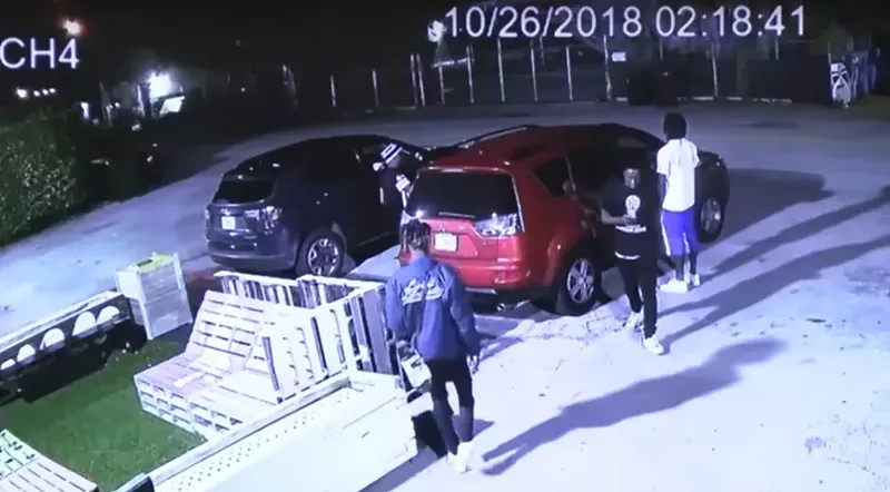 Image: YNW Melly and his collaborators leave a Broward County studio on October 26, 2018, shortly before two members of his rap crew were murdered.