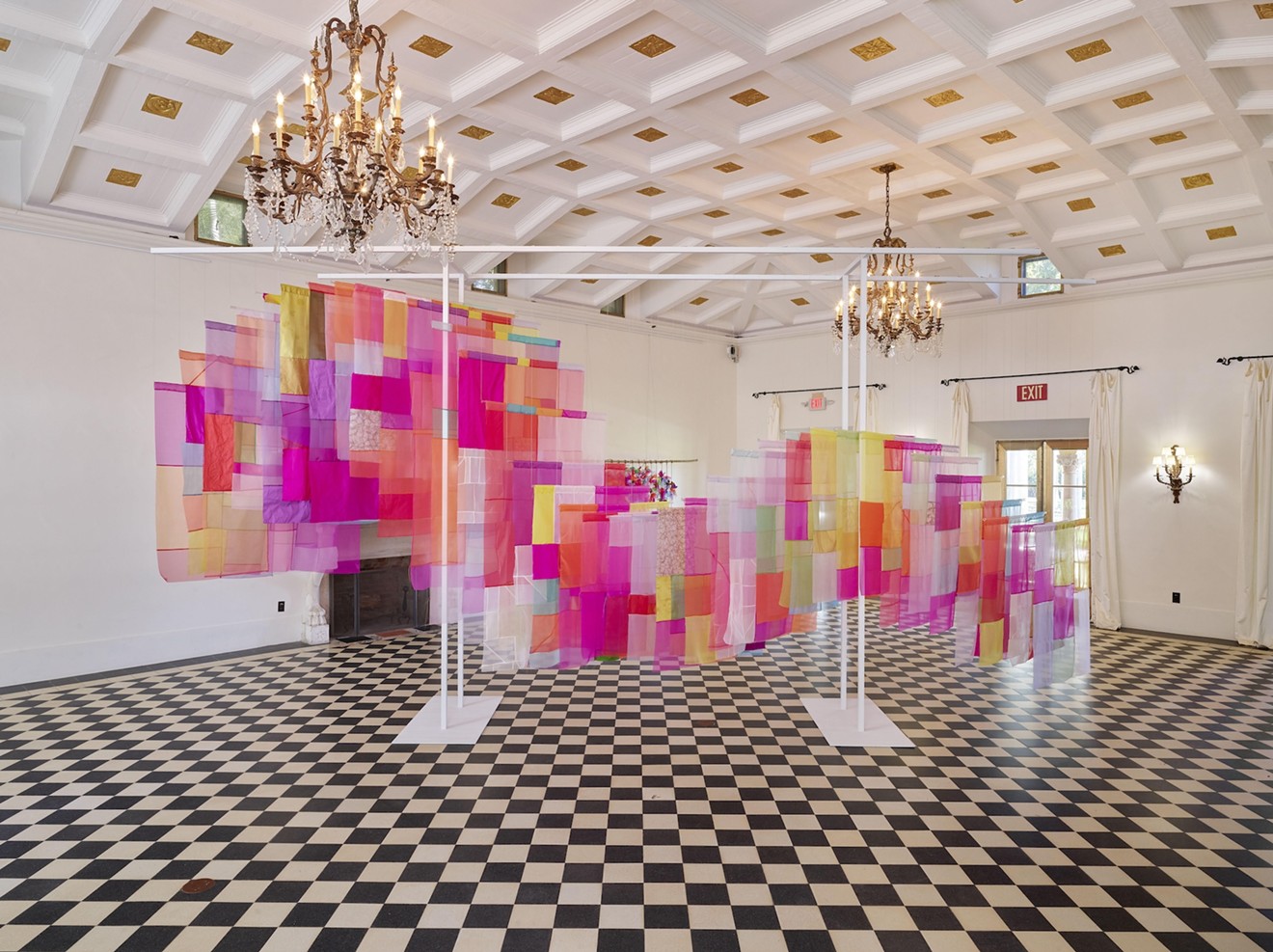 Yolanda Sánchez's work at the Deering Estate Great Hall Gallery is a poetic abstraction of vibrant colors in its surroundings.